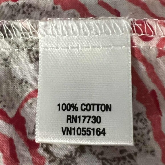 MERONA Women's Blouse 3/4 Sleeve Size Medium 100% Cotton‎ Tunic Gray Pink Casual - Picture 11 of 14